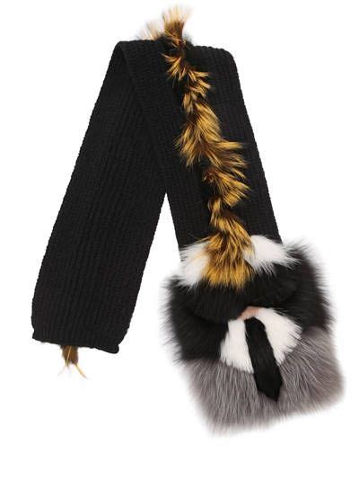 FENDI Stola Pelliccia Mantella Sciarpa Cashemire Pelz Scarf 